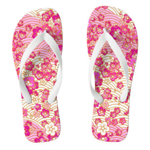PixDezines kimono/pink sakura/faux chirimen Thongs