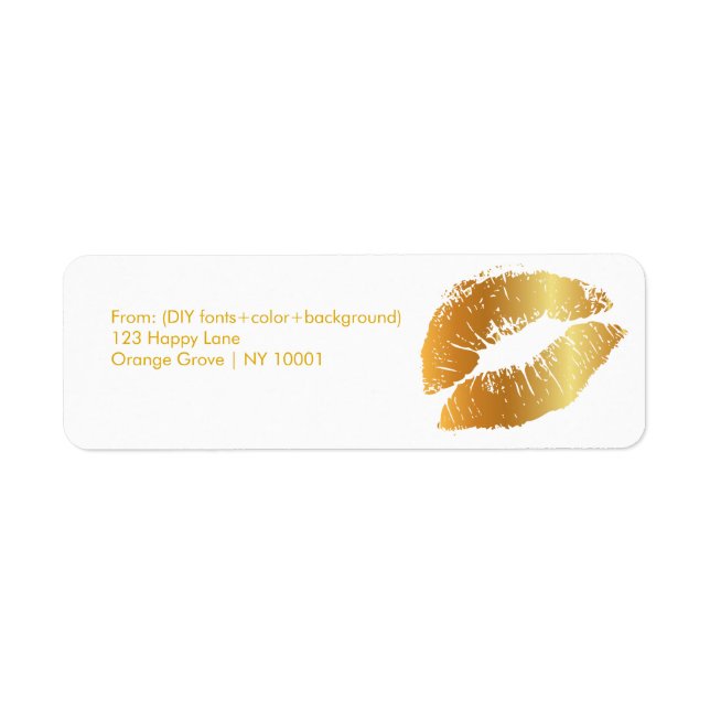 PixDezines kiss/lips/gold tone Return Address Label (Front)