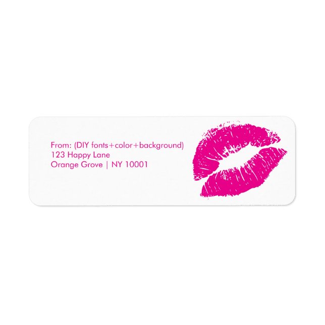 PixDezines kiss/lips/hot pink Return Address Label (Front)