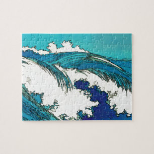 PixDezines konen uehara ocean waves, 上原 Jigsaw Puzzle