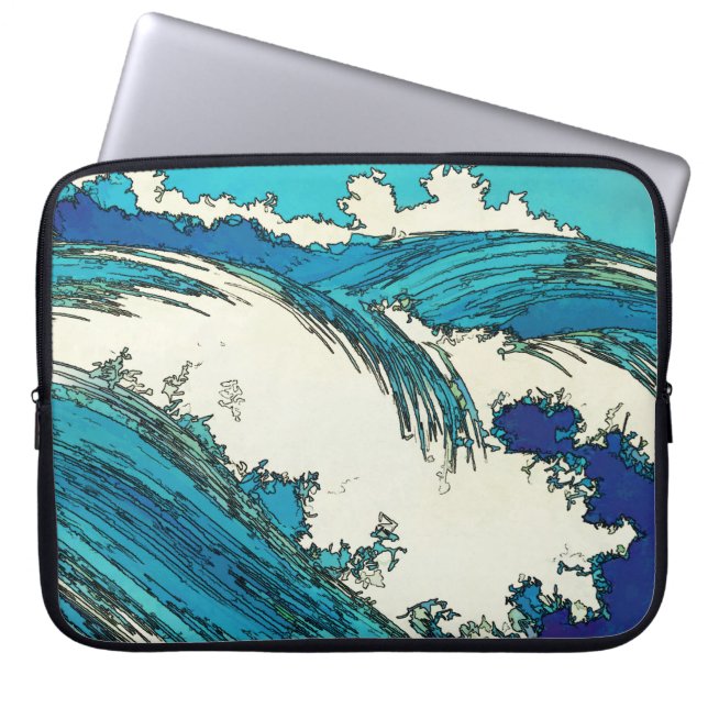 PixDezines konen uehara ocean waves, 上原 Laptop Sleeve (Front)