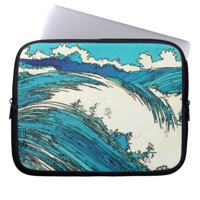 PixDezines konen uehara ocean waves, 上原 Laptop Sleeve (Front)