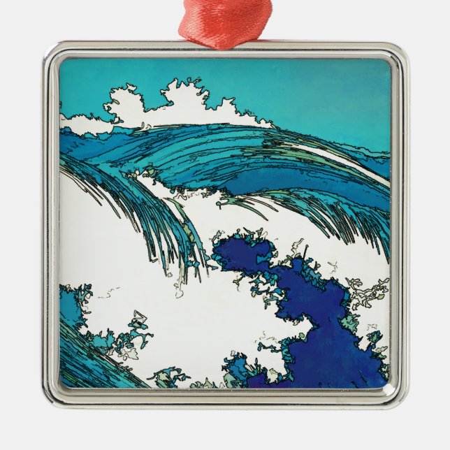 PixDezines konen uehara ocean waves, 上原 Metal Ornament (Front)