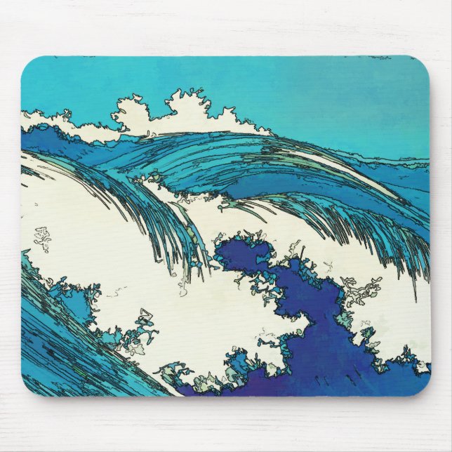 PixDezines konen uehara ocean waves, 上原 Mouse Pad (Front)