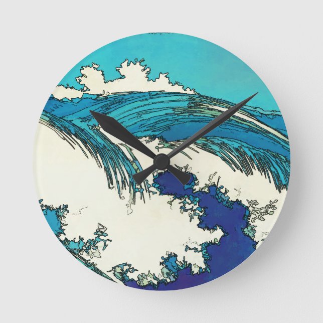 PixDezines konen uehara ocean waves, 上原 Round Clock (Front)
