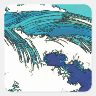 PixDezines konen uehara ocean waves, 上原 Square Sticker