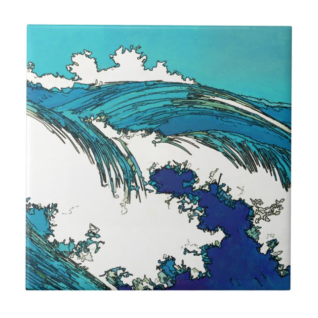 PixDezines konen uehara ocean waves, 上原 Tile (Front)