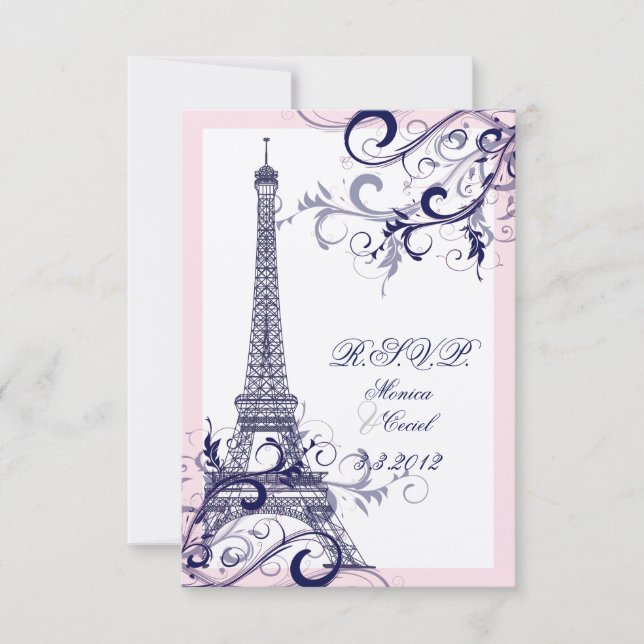 PixDezines la tour eiffel/paris RSVP Card (Front)