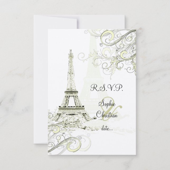 PixDezines la tour eiffel/paris RSVP Card (Front)