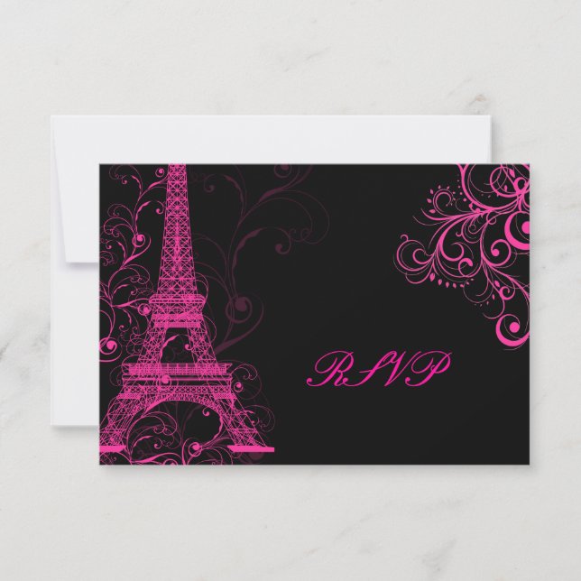 PixDezines la tour eiffel/paris RSVP Card (Front)