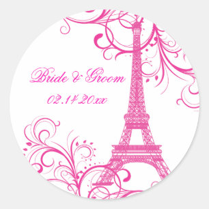 PixDezines La Tour Eiffel+Swirls/DIY background Classic Round Sticker