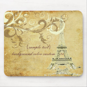 PixDezines La Tour Eiffel+Swirls, Faux Parchment Mouse Pad