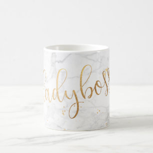 PixDezines LADYBOSS Marble+Faux Gold/Script Coffee Mug