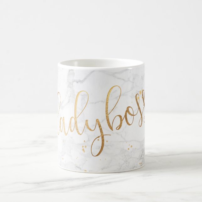 PixDezines LADYBOSS Marble+Faux Gold/Script Coffee Mug (Center)