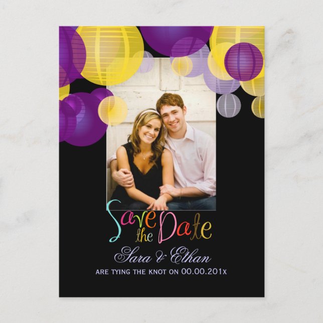 PixDezines lanterns save the date Announcement Postcard (Front)