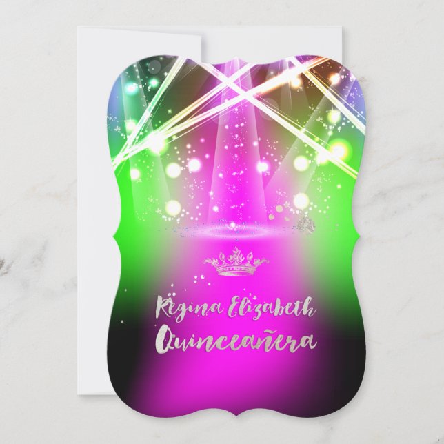 PixDezines Laser Lights Quinceanera/Sweet 15 Invitation (Front)