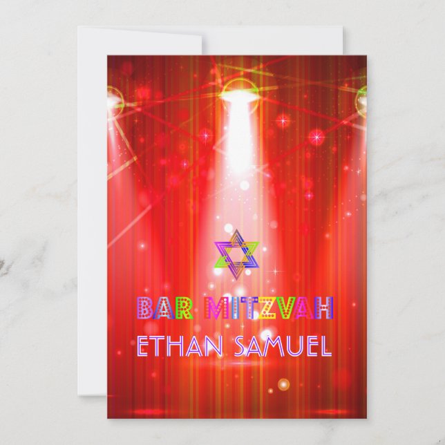 PixDezines laser /neon lights bar mitzvah Invitation (Front)