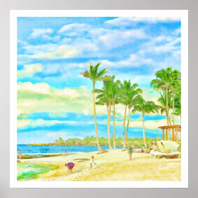 PixDezines Lazy Day at Hualalai Beach Poster (Front)
