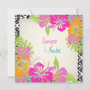 PixDezines leis/hibiscus, beach/diy background Invitation