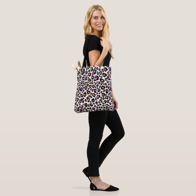 PixDezines Leopard Print/Pink+Orange/DIY bckground Tote Bag (On Model)
