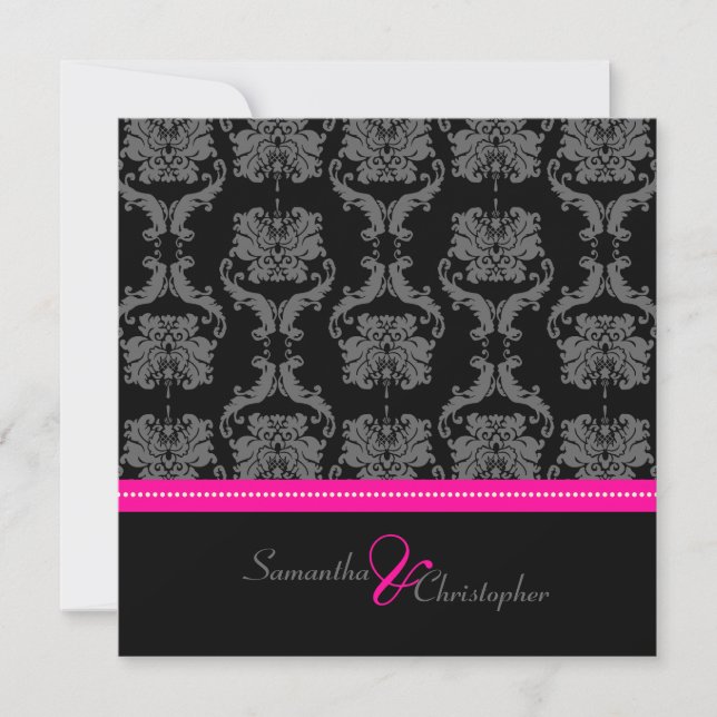 PixDezines Liliana Damask, customisable background Invitation (Front)