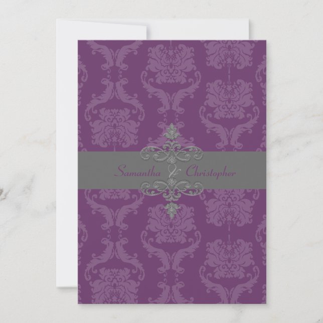 PixDezines Liliana Damask, customisable background Invitation (Front)