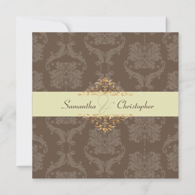 PixDezines Liliana Damask, customisable background Invitation (Front)