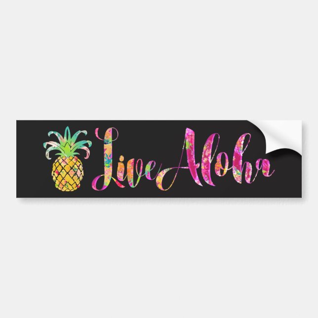 PixDezines Live Aloha Pineapple Bumper Sticker (Front)