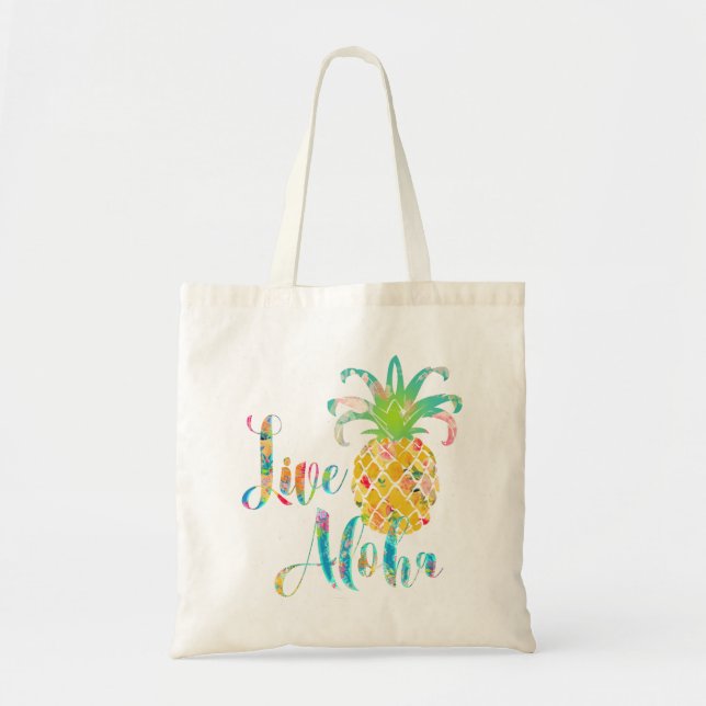 PixDezines Live Aloha Pineapple Tote Bag (Front)