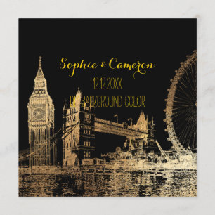 PixDezines London/Faux Gold Foil/DIY background Invitation