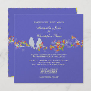 PixDezines LOVE BIRDS/DIY BACKGROUND COLOR Invitation
