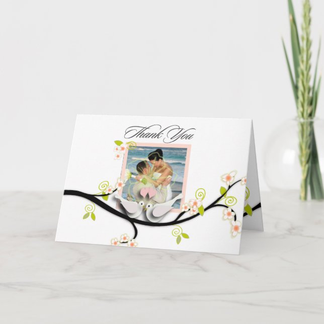 PixDezines love doves/diy background colour Thank You Card (Front)