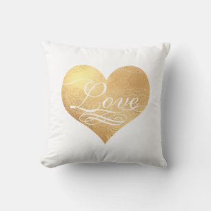 PixDezines Love Faux Gold Heart/DIY colour Cushion