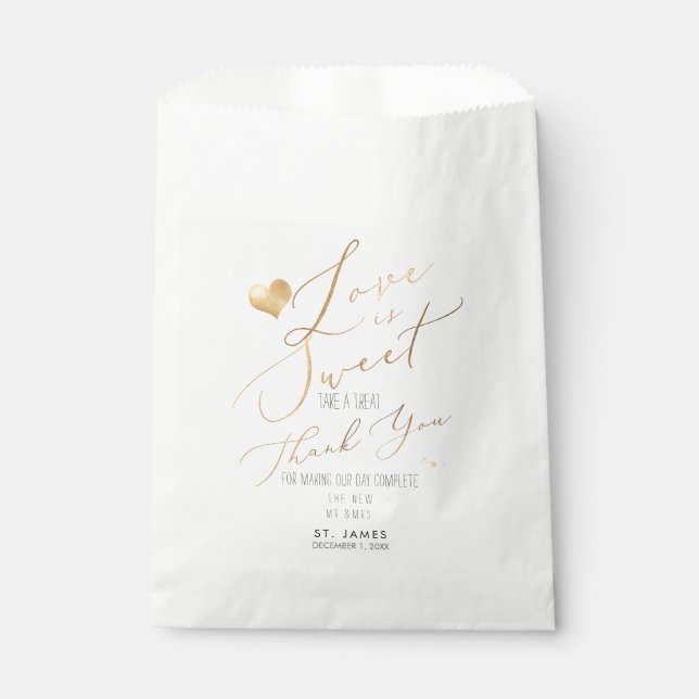 PixDezines LOVE IS SWEET+FAUX GOLD HEART Favour Bag (Front)