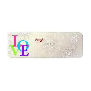 PixDezines Love, Snowflakes White + Pearl Return Address Label