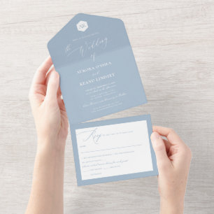 PixDezines Luxe Calligraphy DIY Colour Dusty Blue All In One Invitation