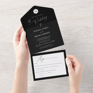 PixDezines Luxe Calligraphy DIY Colours Black Whit All In One Invitation