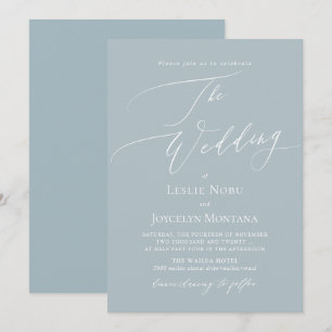 PixDezines Luxe Calligraphy DIY Colours Dusty Blue Invitation
