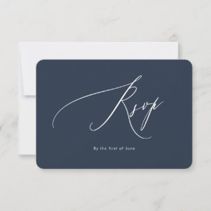 PixDezines Luxe Calligraphy Navy Blue RSVP Card