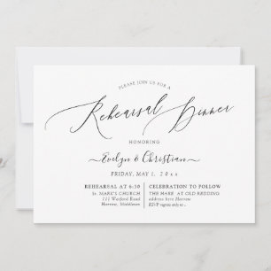 PixDezines Luxe Calligraphy Rehearsal Dinner  Invitation