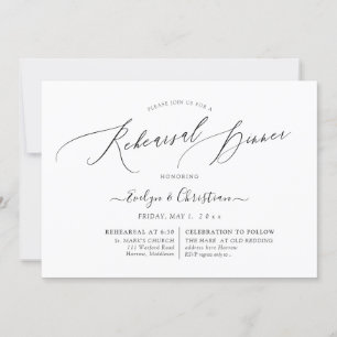 PixDezines Luxe Calligraphy Rehearsal Dinner  Invitation