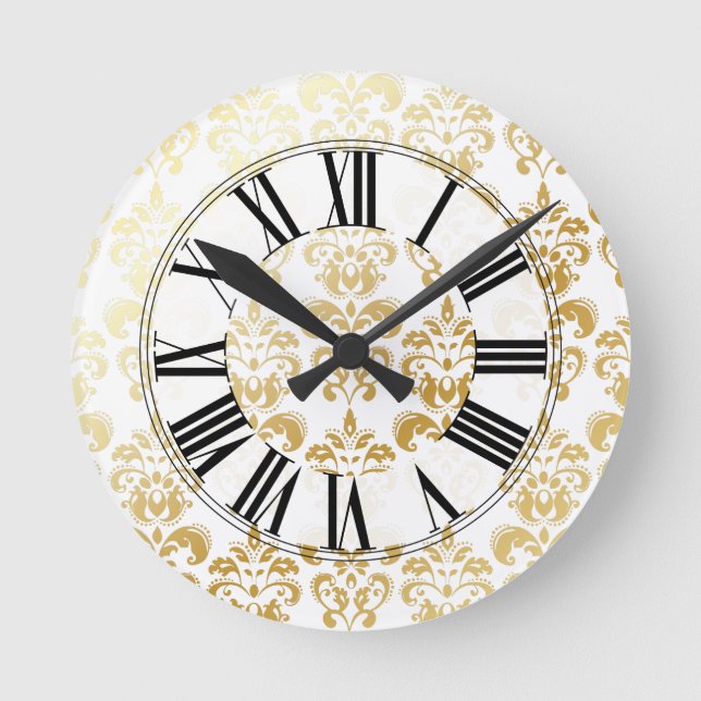 PixDezines lys damask/DIY background colour Round Clock (Front)