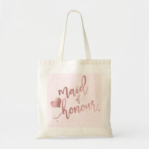 PixDezines Maid of../Faux Rose Gold Script Tote Bag