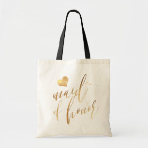 PixDezines Maid of Honour/Faux Gold Script Tote Bag