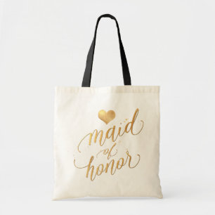PixDezines Maid of Honour/Faux Gold Script Tote Bag