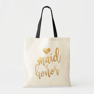 PixDezines Maid of Honour/Faux Gold Script Tote Bag