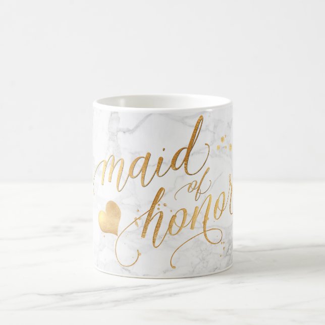 PixDezines Maid of Honour/Marble+Faux Gold/Script Coffee Mug (Center)