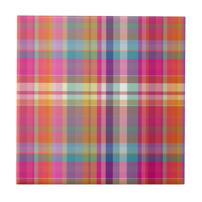 PixDezines malibu plaid Ceramic Tile (Front)