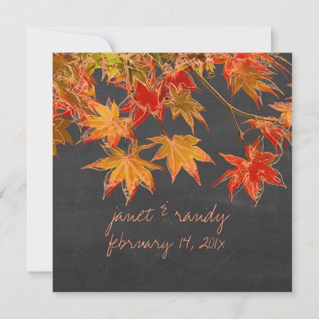 PixDezines maple leaves+chalkboard/fall event Invitation (Front)