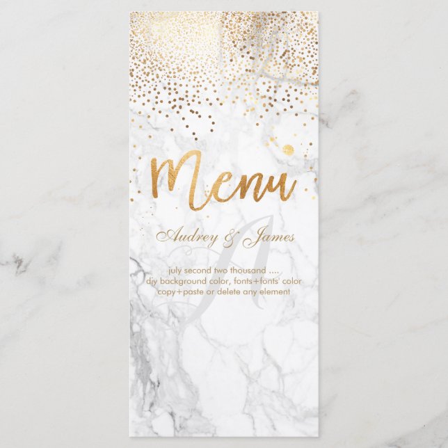PixDezines Marble/Confetti/Shine Menu/Faux Gold Menu (Front)